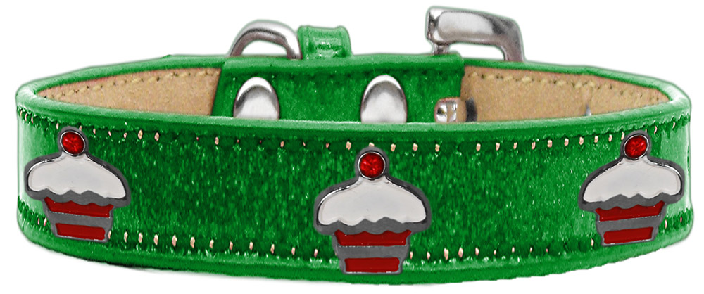 Red Cupcake Widget Dog Collar Emerald Green Ice Cream Size 18